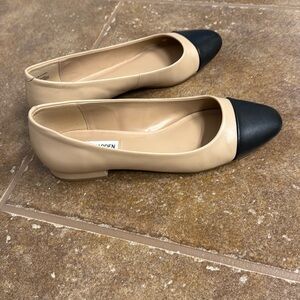 Steve Madden Blair Cap Toe Tan and Black ballet Flats